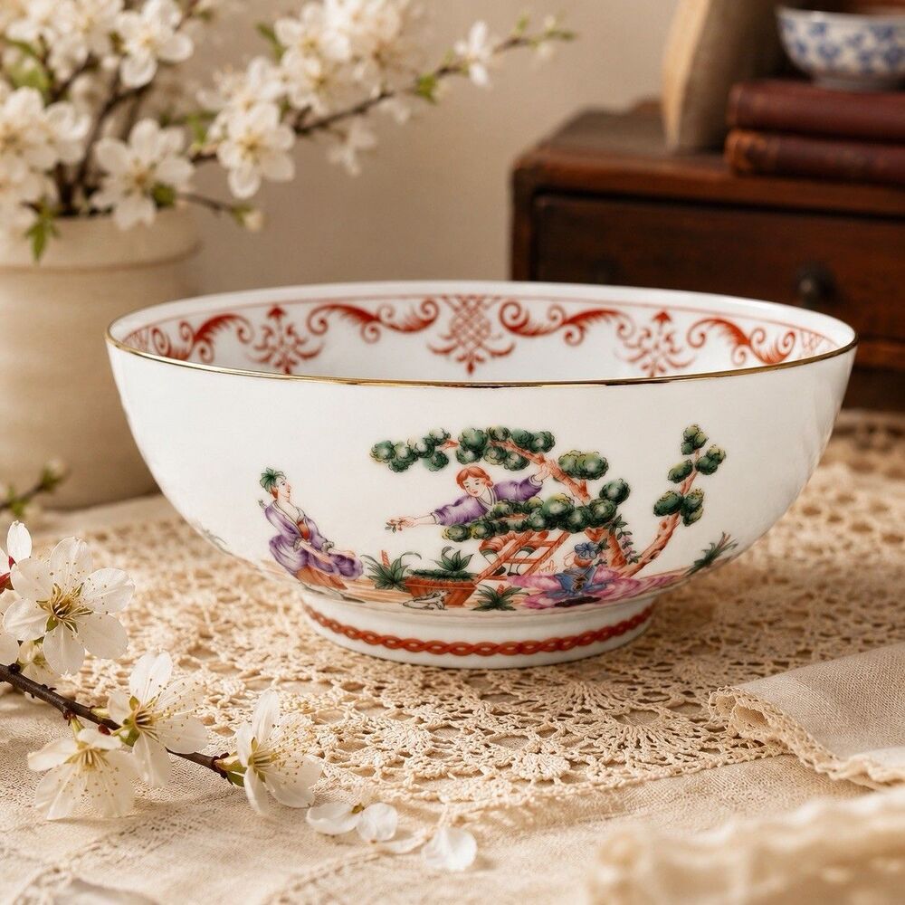 Andrea by Sadek Winterthur Cherry Pickers 10” Porcelain Punch Serving Bowl Japan